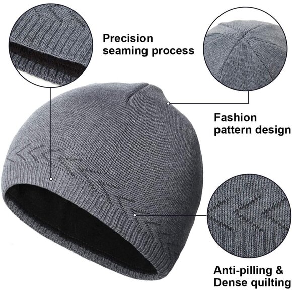 Stylish Fleece Lined Skull Beanie for Men & Women - Perfect for Cold Days - Picture 2 of 7